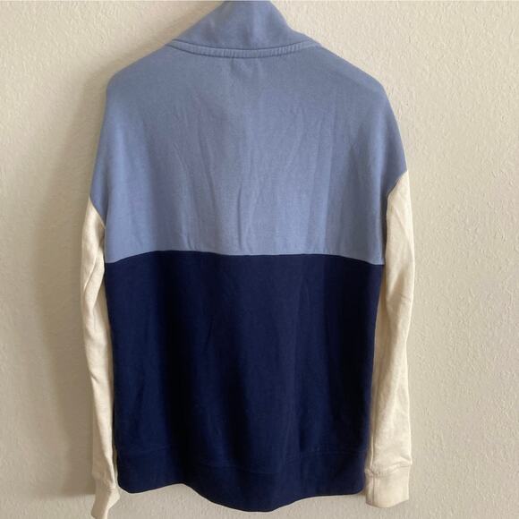 PINK Victoria’s Secret Navy Blue Color Blocked Zippered Sweatshirt Spell Out - Picture 5 of 6